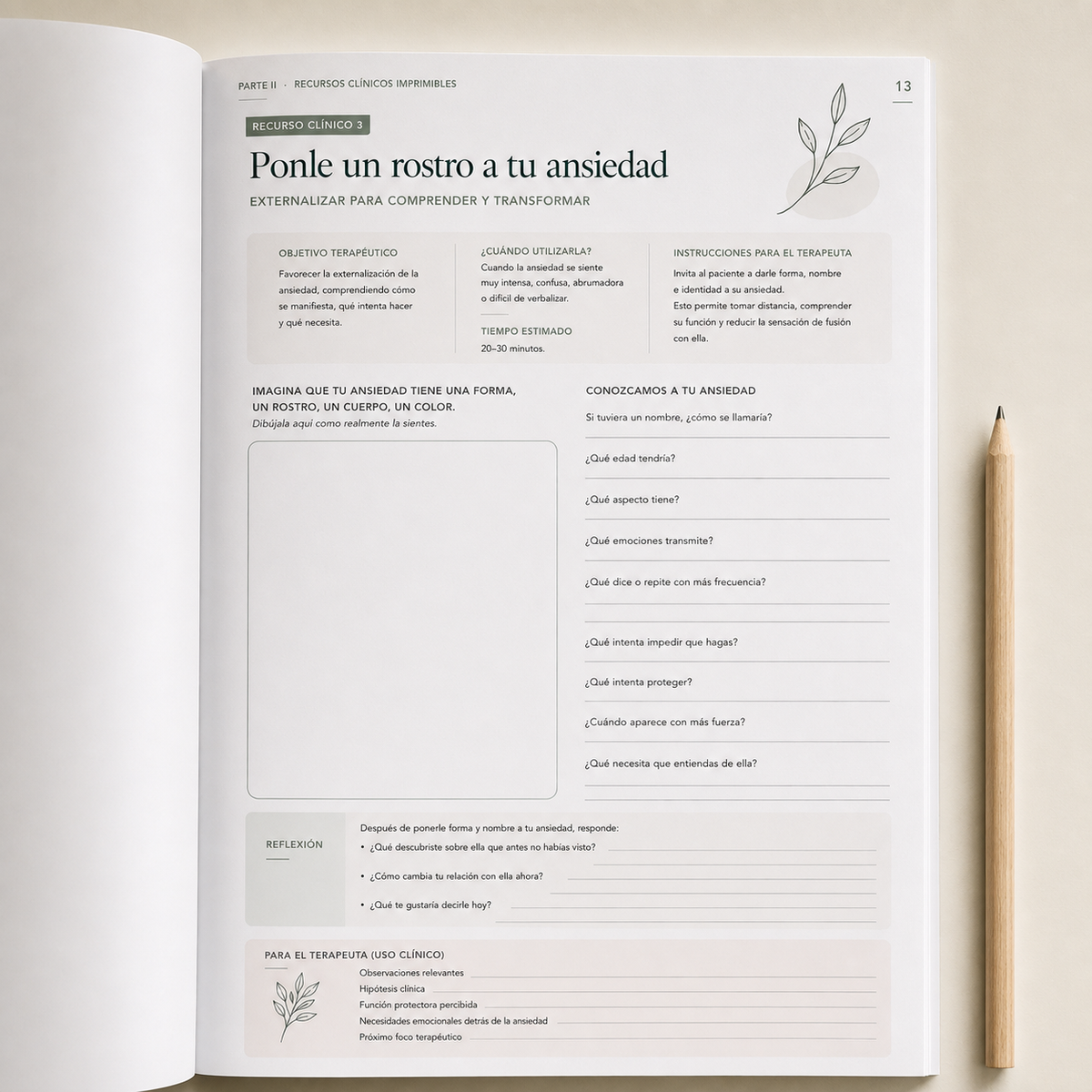 Material de apoyo en el trabajo de la ansiedad.